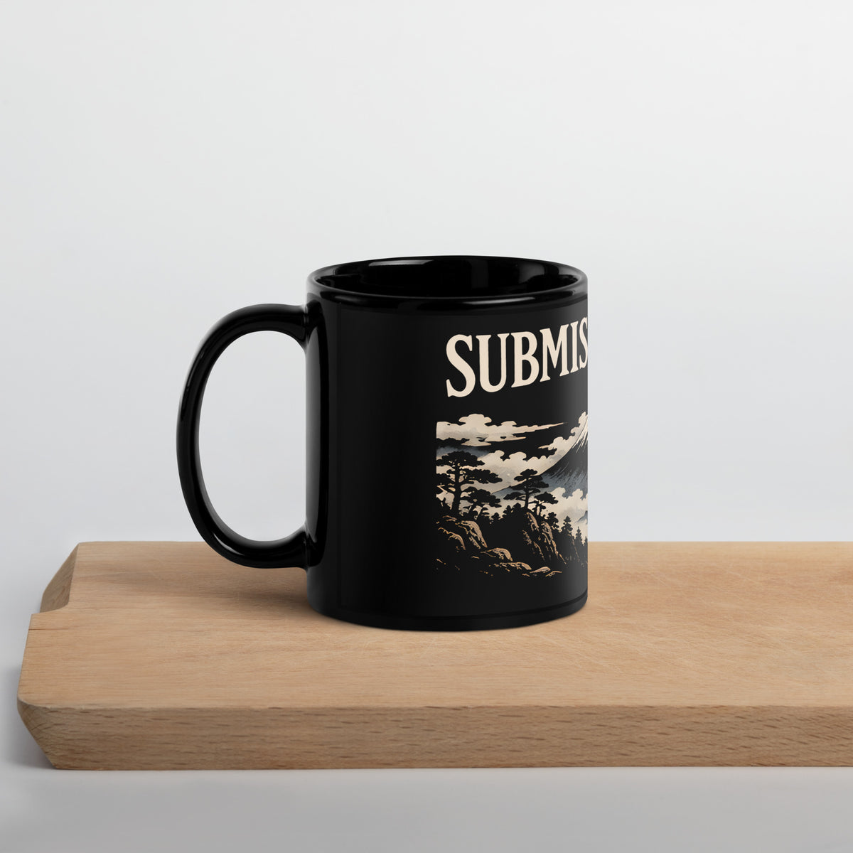 The Submission Coffee Mug, 11 oz, black, handle on the left
